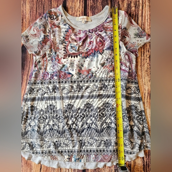 Sundance Size Small Creative Type Floral Mesh Overlay Stripe Top Stretchy Boho - Picture 10 of 12